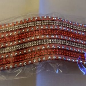 Orange leather bracelet